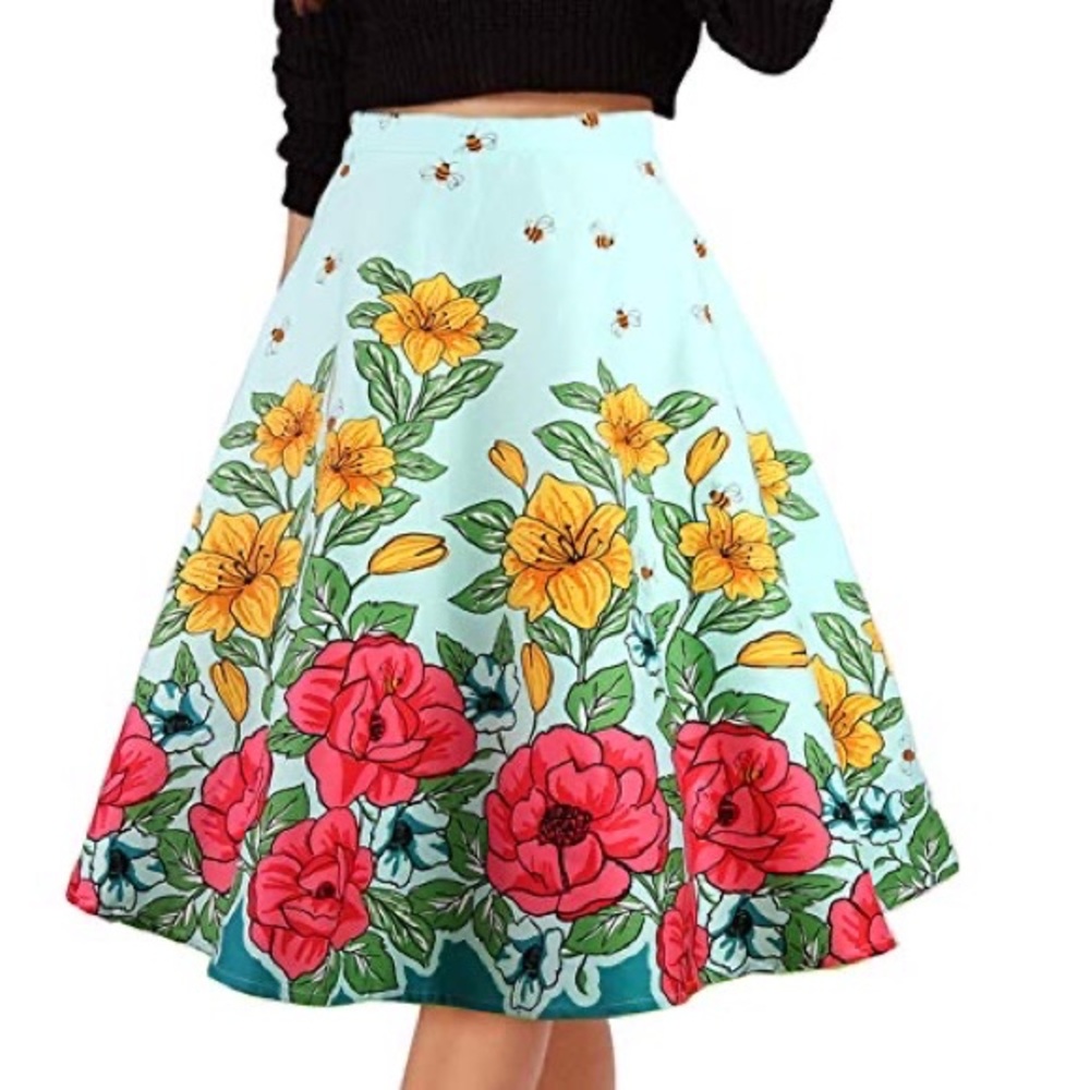 NWT Grace Karin Retro Floral Skirt XL